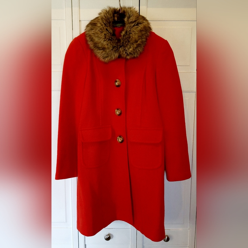 Boden women's cherry red wool peacoat